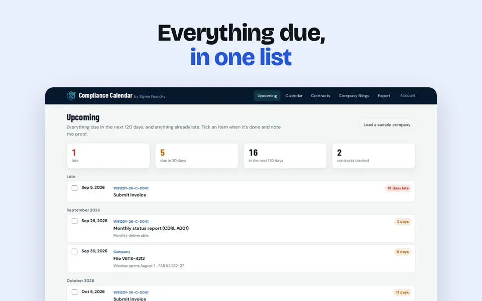 Everything due, in one list