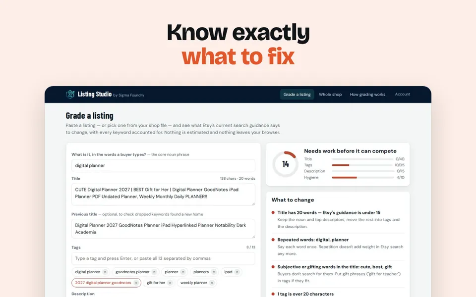 Know exactly what to fix