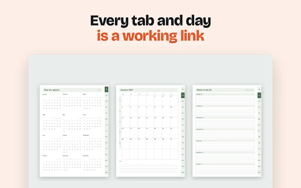 Every tab and day is a working link